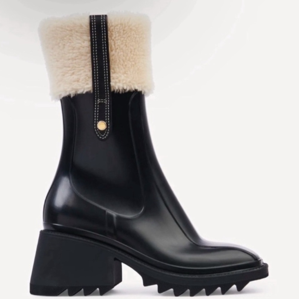 Black Shearling-Lined Ankle Boots